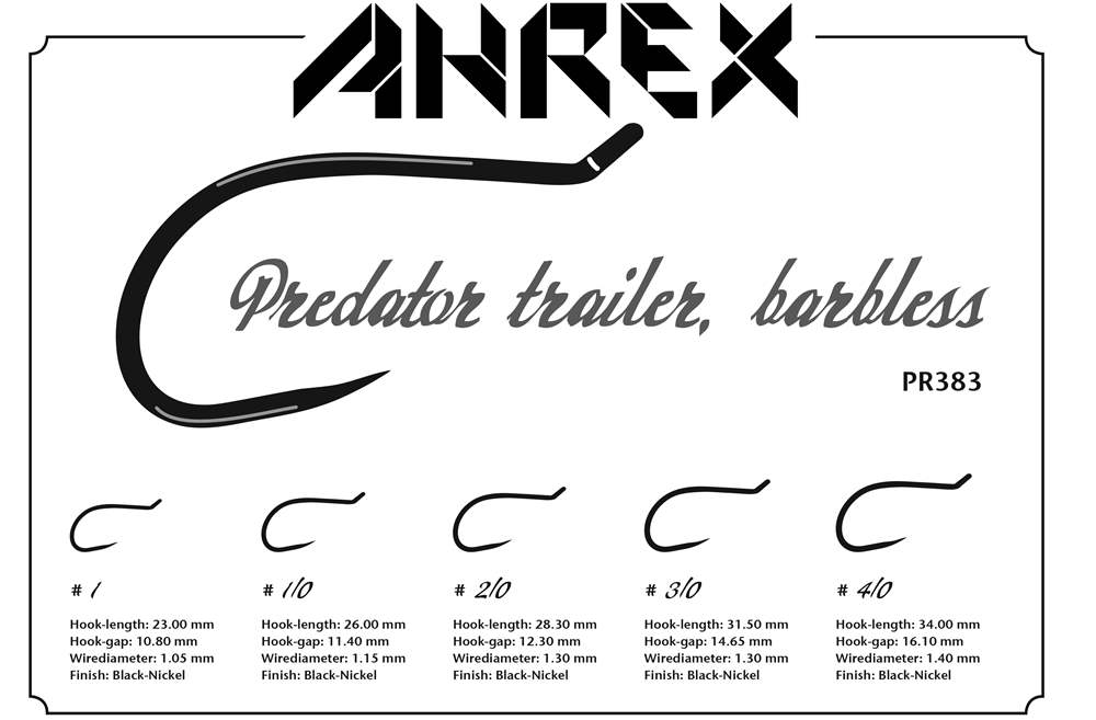 Ahrex Pr383 Trailer Hook, Barbless Pr #1 Fly Tying Hooks